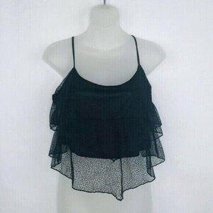 Charlotte Russe Women Small Layered Sheer Ruffled Crop Top Black